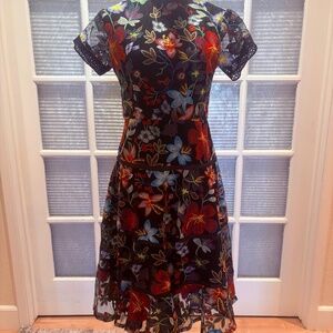 Anthropologie Floral Embroidered Dress Size 12P